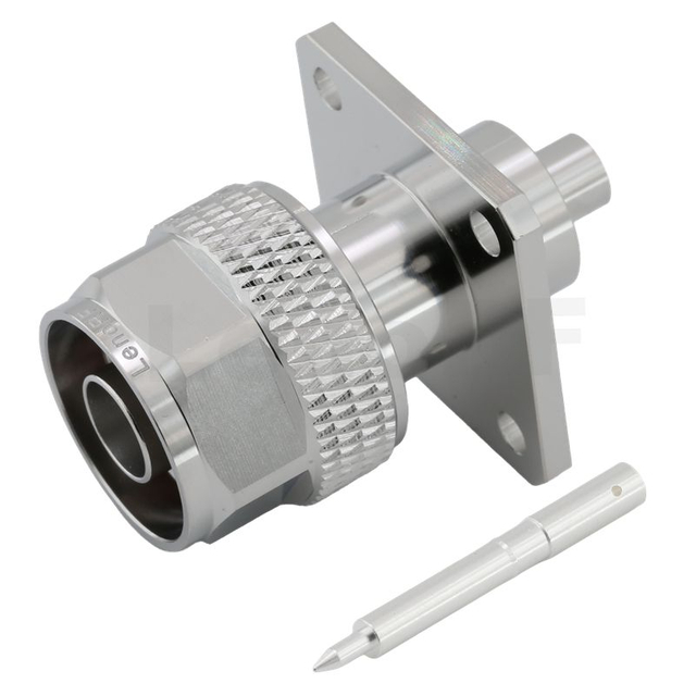 Type-N Male Connector Straight 4-Hole Flange Mounted For RG402 Semi-Flexible 141 Cable 