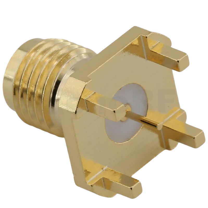 SMA Connector Female Straight For PCB Through Hole,Gold plated,132401