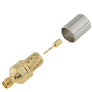 High Stability SMA Female RF Connector Straight Crimping Brass Body Gold Plated For RG8, LMR400 Coaxial Cable