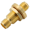 SMA Female To SMA Female Bulkhead Brass Body Gold Plated Adapter