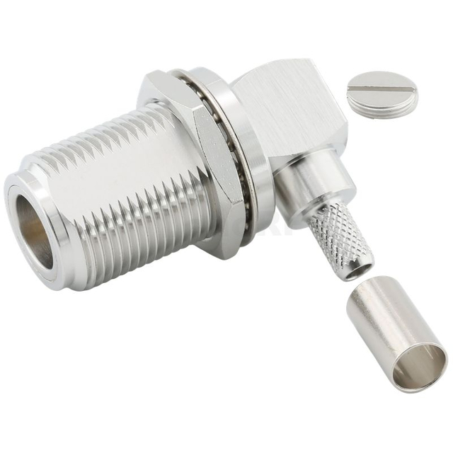Type-N Connectors Jack Tri-metal Plating Crimping Right Angle For RG58 RG223 RG142 RG400 Cable For Antenna