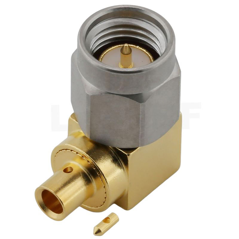 SMA Female Soldering Right Angle Stainless Steel Nut Passivated for RG402,.141 Cable 